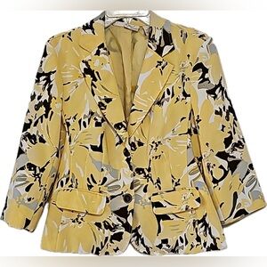 Kim Rogers Yellow Black Blazer Jacket Lined Size XL